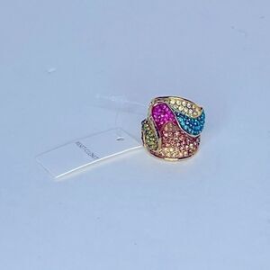 Gold/Multi-colored rhinestone ring size 6 from RESET-CLOSET